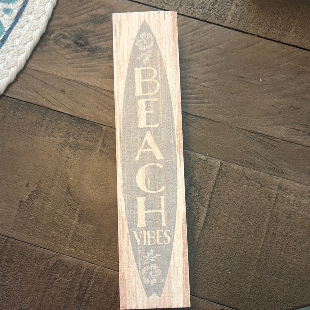 Hobby Lobby Beach Vibes Wood Sign - Tan and Gray